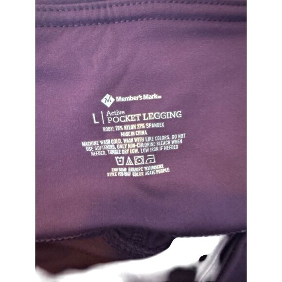 Members Mark Agate Purple Active Pocket Legging L 78% Nylon 22% Spandex Women - Picture 4 of 4